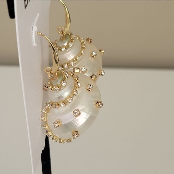 Baublebar Earrings Snail Shell Goldtone Crystal Earrings #538 - Picture 3 of 8